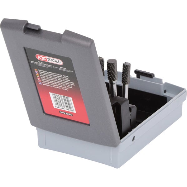 KS TOOLS HM Frässtift-Satz Kunststoffkassette 10tlg. - 515.3220