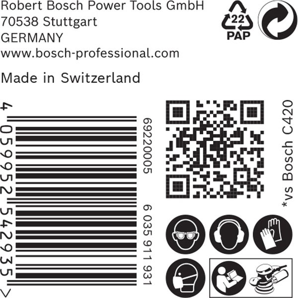 Bosch 50x Expert C470 Schleifpapier ohne Löcher für Winkelschleifer und Bohrer 125 mm G 180 - 2608900955