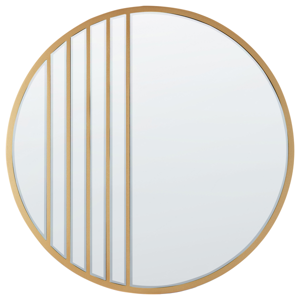 Runder Spiegel mit goldenem Rahmen und dekorativen Streben