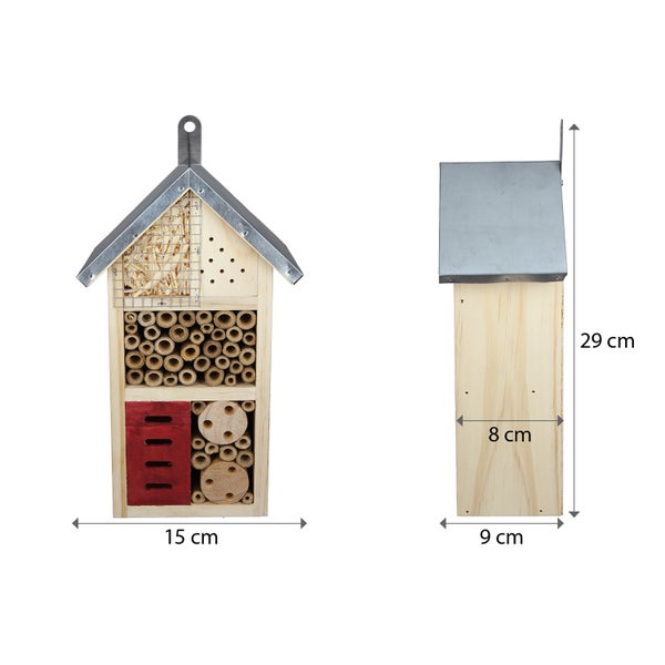 2er Set Insektenhotel CULT at home Insektenhaus Höhe 26cm braun Holz