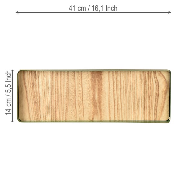 Rechteckige Holzschale mit den Maßen 41 cm x 14 cm