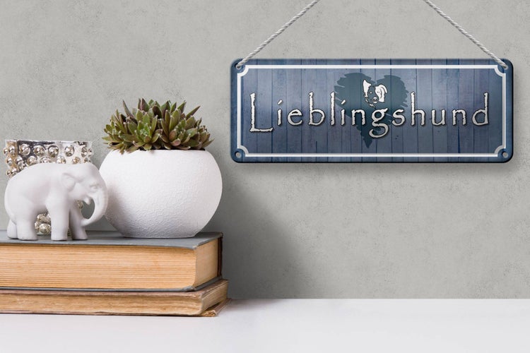 Blechschild Spruch 27x10cm Lieblingshund Herz Hund Dekoration