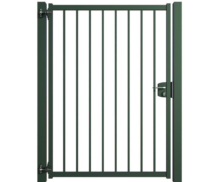 Gartentor mit Schloss und senkrechten Stäben