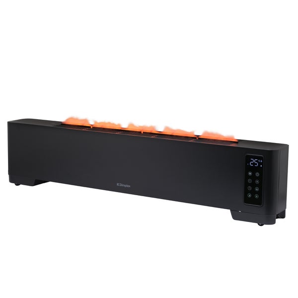 Elektrischer Kamin Dimplex mit Flammeneffekt und digitalem Bedienfeld.