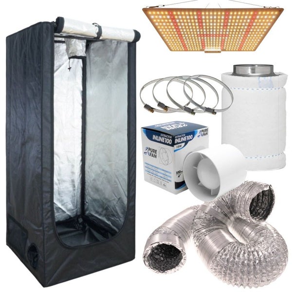 Grow Box Komplett Set mit 45W Cosmos LED – Zuchtzelt 40x40x140 cm, Belüftung Eco, Indoor-Gardening für bis zu 3 Pflanzen, energieeffizient, diskret und einfach aufzubauen