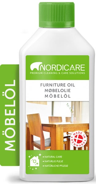 Nordicare Möbelöl [500ml] Holzöl zur Pflege farblos für Eiche, Buche, Nussbaum, Lärche. Holzlasur auf Basis von Leinöl. Leinölfirnis