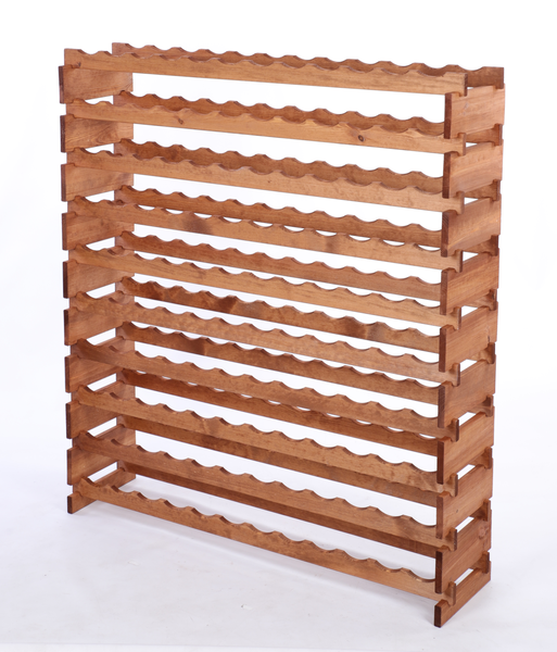 Weinregal VINOTECA FLEX PRO HxBxT 135x123x28cm 120 Flaschen auf 10 Ebenen Massives Kiefernholz Braun geölt