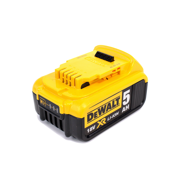 DeWALT 18 Volt Lithium-Ionen Akku XR mit 5 Amperestunden Kapazität.