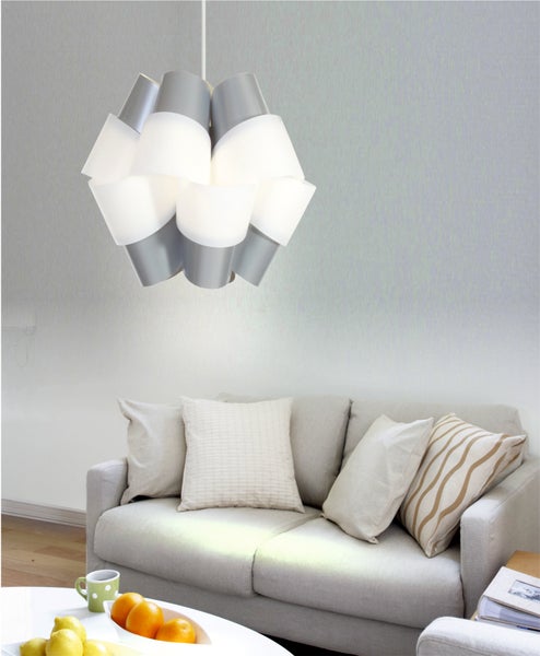 Skandinavische Pendelleuchte Moderne Hängelampe in Silber Weiß | Wohnzimmer Esszimmer Leuchte