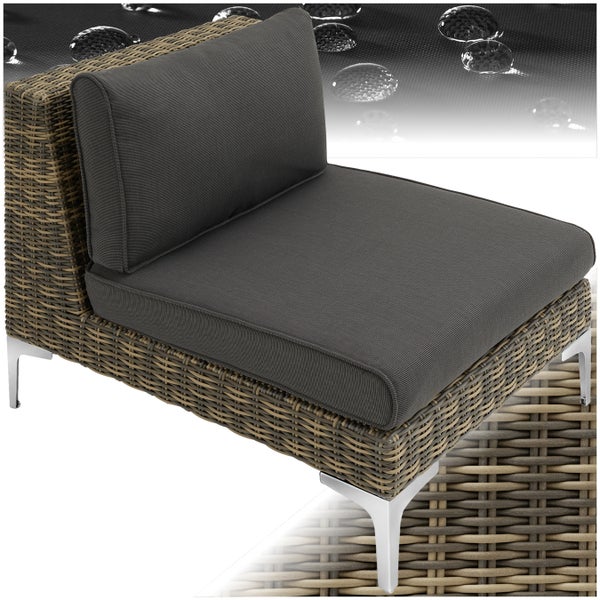 Modulares Rattanset tectake Villanova 69 x 89 x 72 cm Mittelteil mit Aluminiumgestell anthrazit-meliert