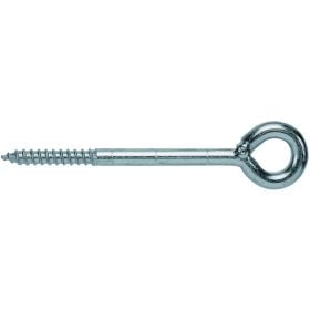 Eine metallene Augenschraube mit Holzgewinde zur Befestigung