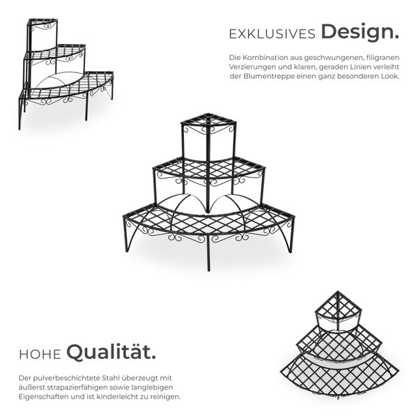 Blumenständer aus Stahl mit drei Ebenen