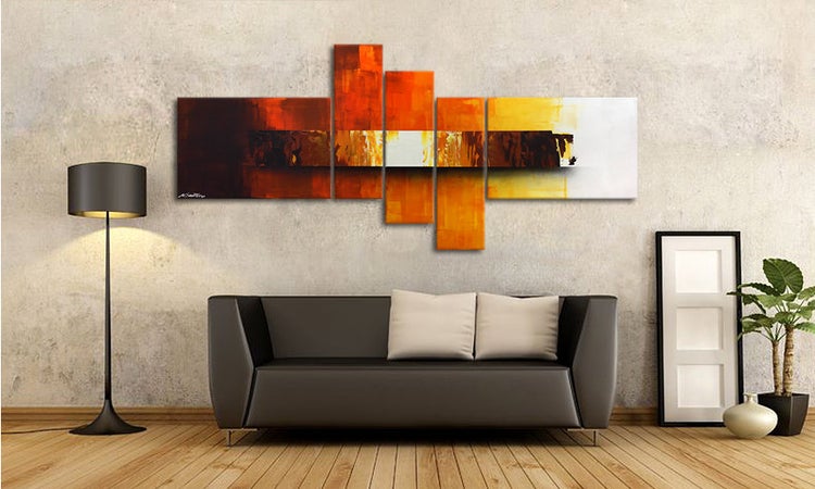 Das schöne Bild -Fiery Illumination- 210x80x2 cm handgemaltes Unikat