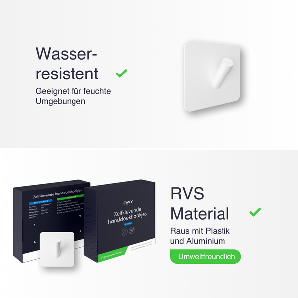 EAVY Handtuchhaken Edelstahl weiß Selbstklebend 4er Pack