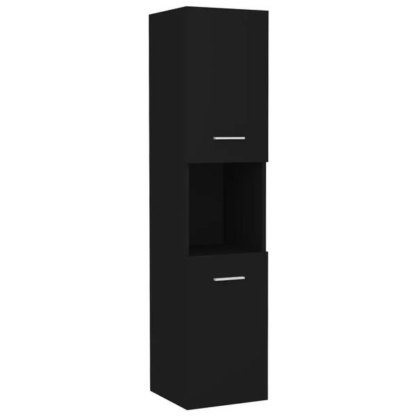 Badezimmerschrank Schwarz 30x30x130 cm Holzwerkstoff