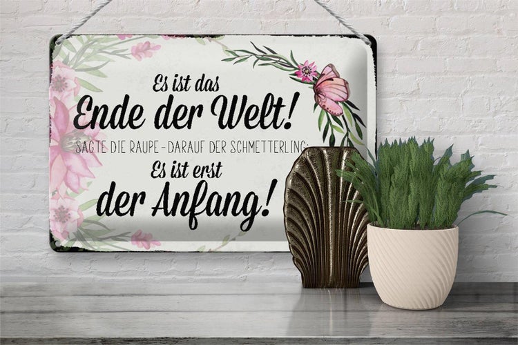 Blechschild Spruch 30x20cm es ist das Ende der Welt sagte