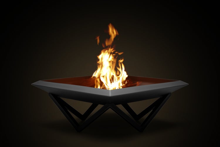 The Favilla Firesheet Feuerschale Schwarz – Feuerstelle aus Stahl für Garten & Terrasse – 77 x 77 x 32 cm – Pulverbeschichtet & Wetterfest – Modernes Design – Keine Montage nötig