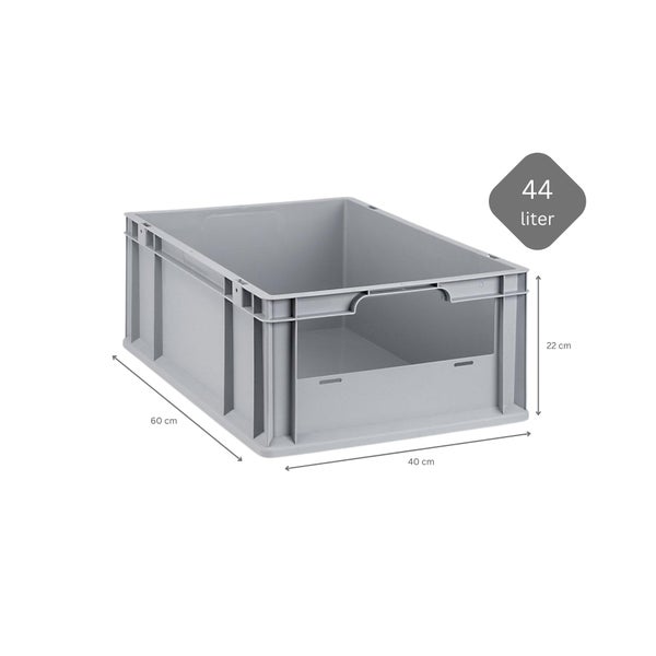 PROREGAL Eurobox NextGen Insight HxBxT 22 x 40 x 60 cm 44 Liter Front Offen Eurobehälter Transportbox