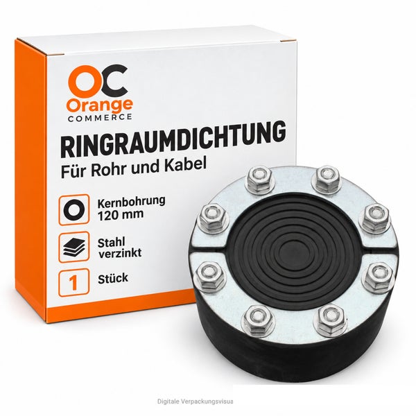 Ringraumdichtung fuer Rohr und Kabel mit 120 Millimeter Kernbohrung aus verzinktem Stahl von Orange Commerce