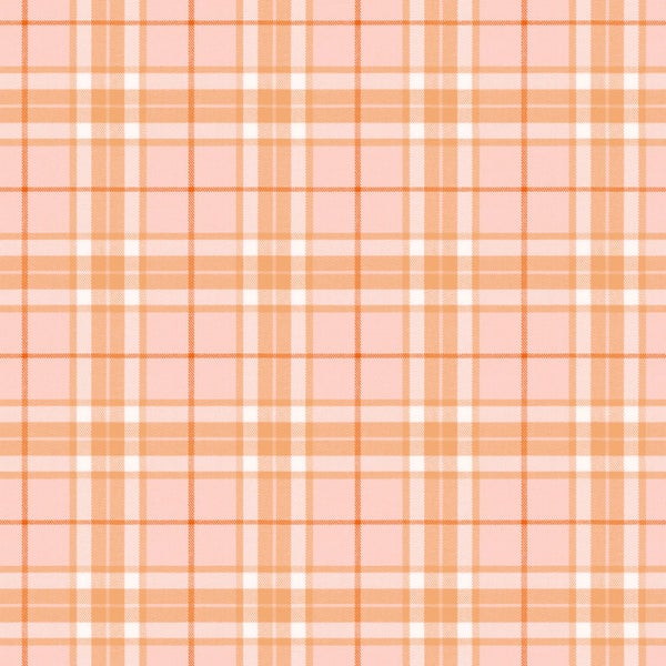 Tapete oder Stoff mit klassischem Karomuster in Orange und Weiß.