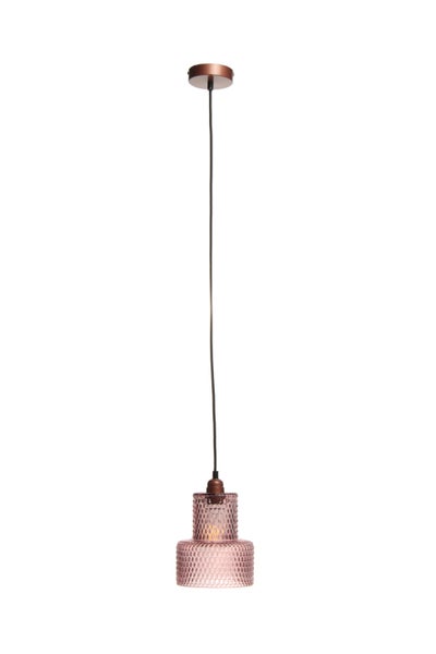 Retro Glas Lampe Rosa, Hängelampe Modern 27 cm | Wohnzimmer Esszimmer Leuchte