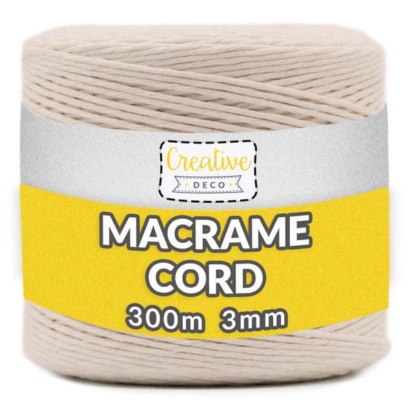 Makramee-Garn von Creative Deco, 300 Meter Länge und 3 Millimeter Stärke.
