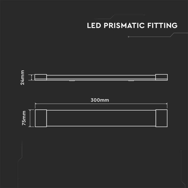 Technische Zeichnung einer LED-Prismaleuchte mit Maßangaben