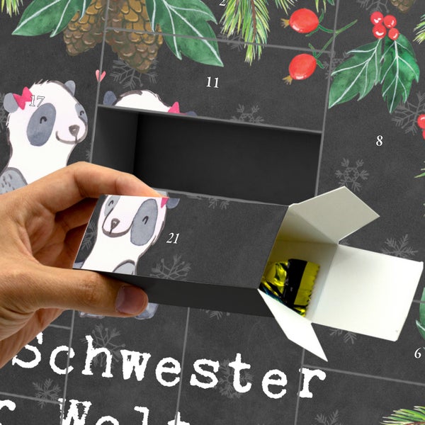 Mr. & Mrs. Panda Befüllbarer Adventskalender Panda Beste Schwester der Welt - Schwarz