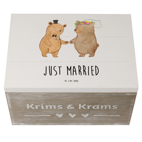 Mr. & Mrs. Panda 25 x 18 cm Holzkiste Bären Heirat - Weiß