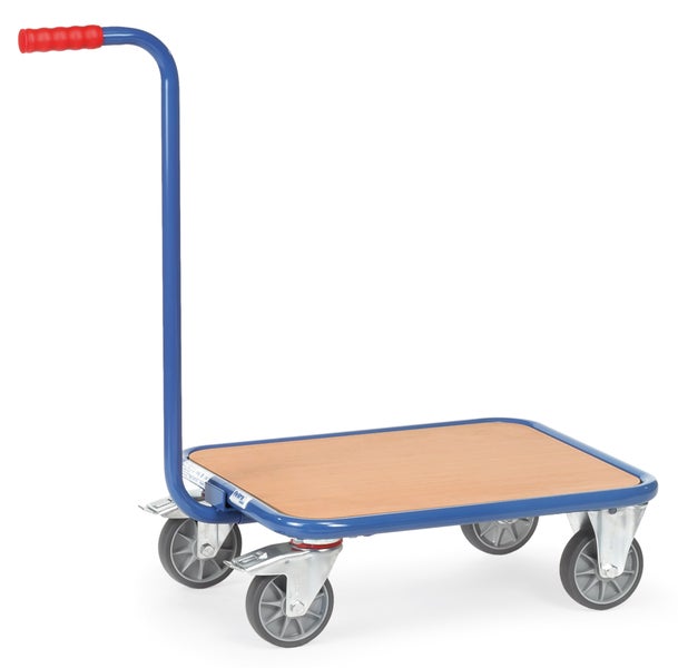 Plattformwagen mit Holzplatte und Griff
