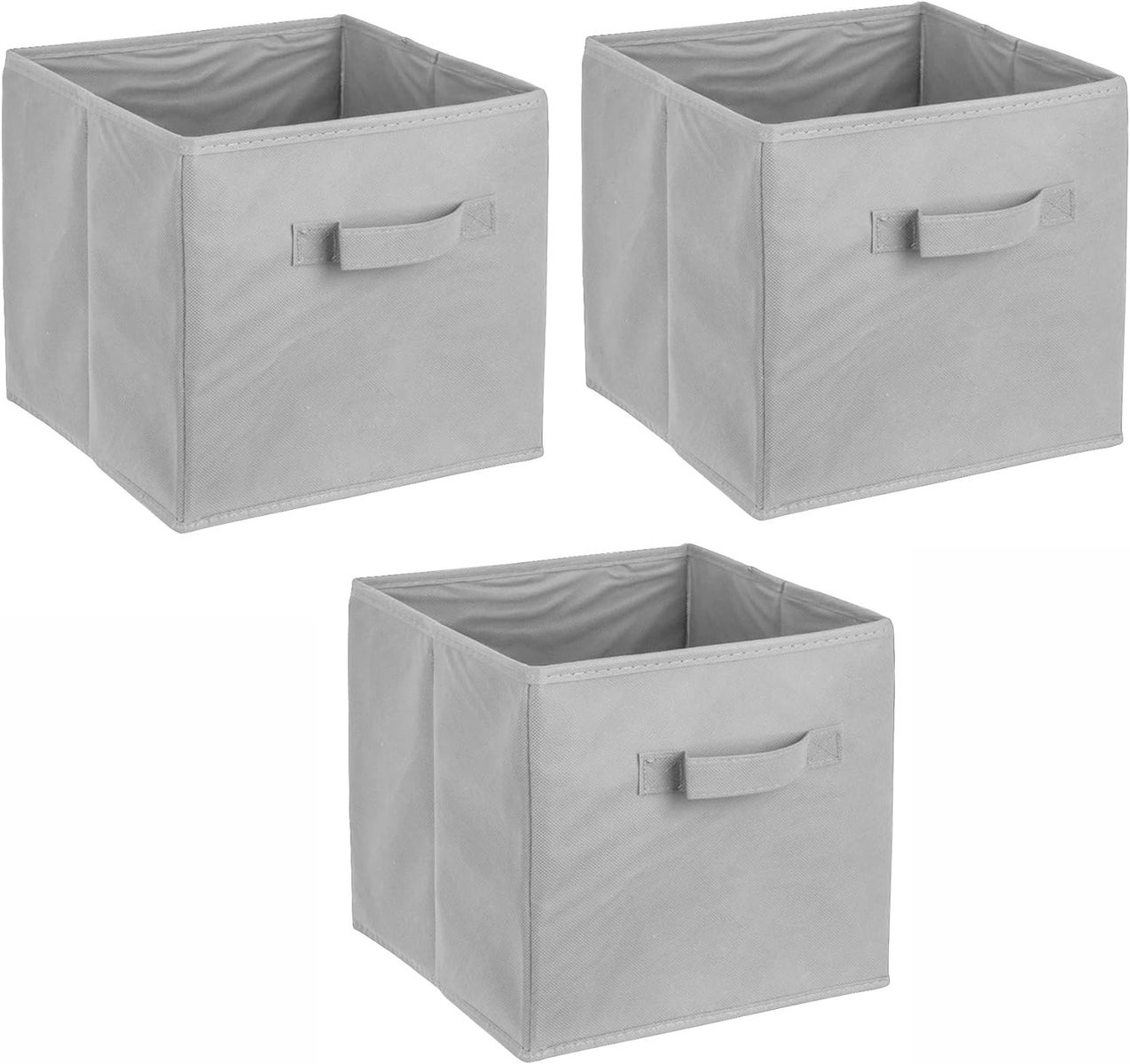 ADOB 3er Set Faltbox, Aufbewahrungsbox, Aufbewahrungskiste in Würfelform mit Griff, Farbe Grau