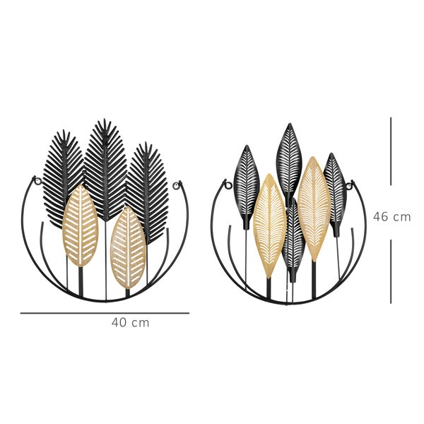 HOMCOM 2-Set 3D-Wandbild, 40 x 46 cm, Eisen, Schwarz