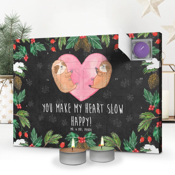 Mr. & Mrs. Panda Duftkerzen Adventskalender Faultiere Herz - Schwarz