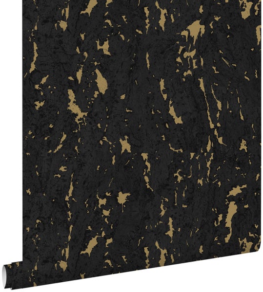 ESTAhome Tapete Kork Schwarz und Gold - 50 x 900 cm - 139337