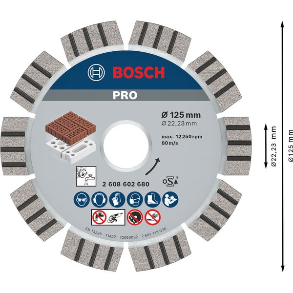 Bosch PRO Abrasive Diamanttrennscheibe 125 x 22,23 mm - 2608602680