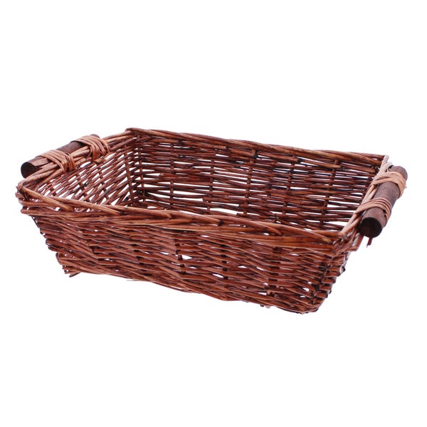 FRANK FLECHTWAREN | Schale mit Holzgriffen, WEIDE, 40 x 26 x 9 cm