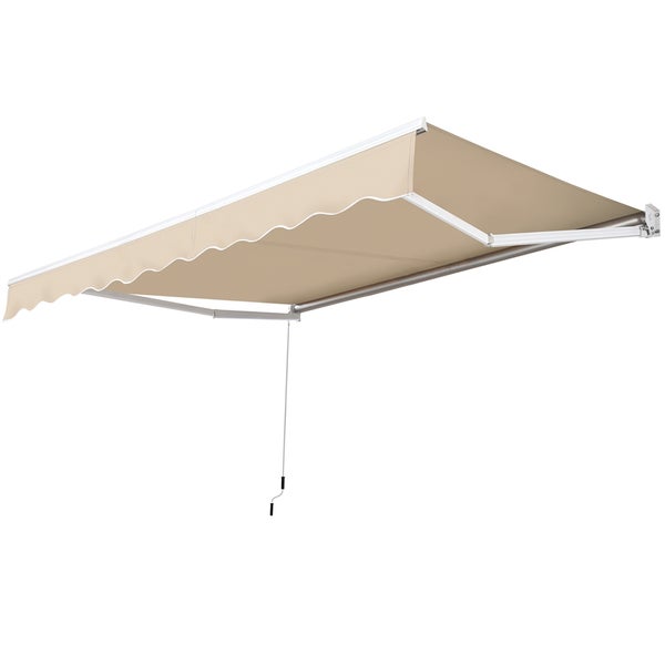 Ausgefahrene Gelenkarmmarkise mit Handkurbel