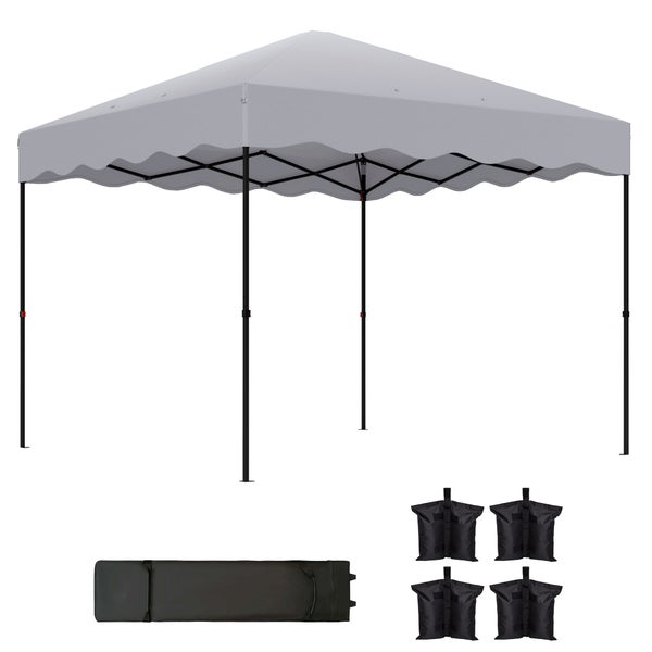 Outsunny Pavillon ca.3x3m, wasserabweisend Stabil Winterfest Pop-up Faltpavillon mit UV Schutz 50+, Faltbar Partyzelt Gartenzelt mit Rolltasche, Gartenpavillon für Camping Garten, Hellgrau
