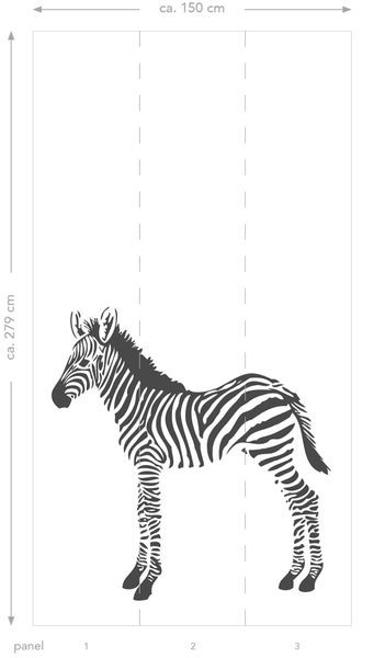 Tapete mit Zebra-Motiv, circa 150 cm breit und 279 cm hoch