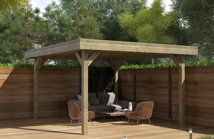 Gartenlaube Gartenpavillon 4,04x4,04m - Impregniert