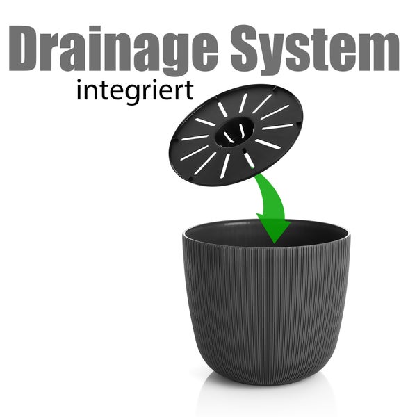 BigDean 5 Stück Blumentopf rund Übertopf Ø15 x H13 cm 1,8L Volumen – wetterfester Pflanztopf – mit Drainage-System aus bruchsicherem Kunststoff – Indoor + Outdoor geeigent – Made in Europe