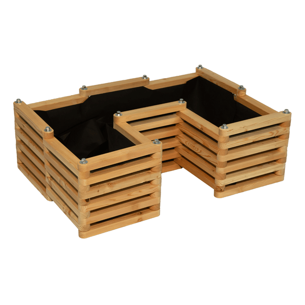 Kaiserbeet Hochbeet Ulrich - U-Form mit vormonierten Luftdurchlässigen Vlies 120 x 120 x 39 cm