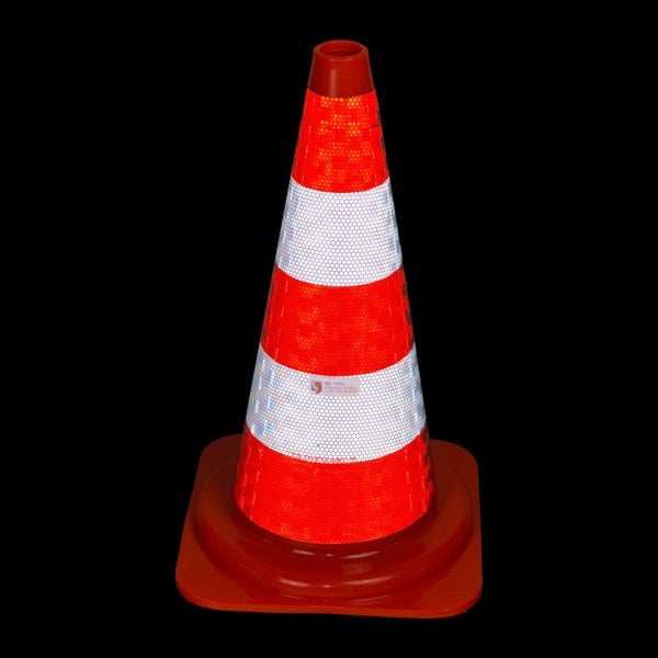 Leitkegel Pylone PVC 50 cm in hochwertiger Vollreflex Ausführung (Avery RA2/C Reflexfolie rot/weiß)