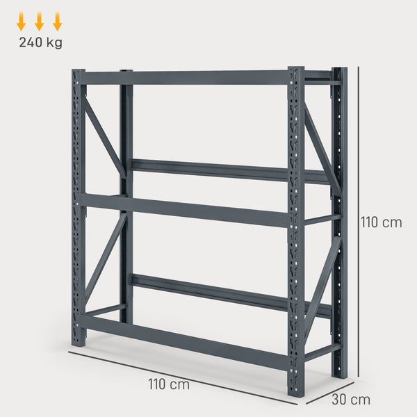 HOMCOM Getränkekistenregal für 6 Kisten, mit Ablage, Freistehend Getränkeregal mit Verstellbar Regalhöhe, 110 x 30 x 110 cm Kistenregal mit Kippschutz, Stahl, Grau