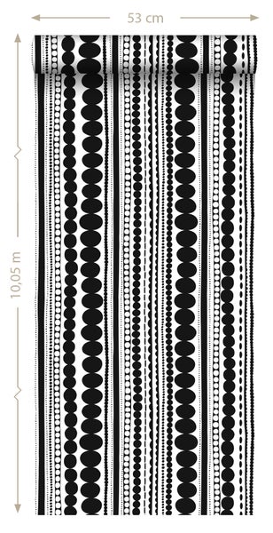 Tapetenrolle mit Punktmuster, 53 cm breit und 10,05 m lang