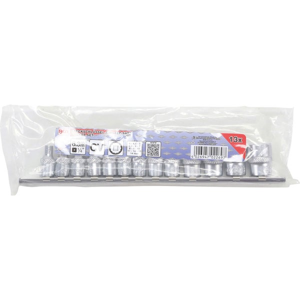BGS Steckschlüssel-Einsatz-Satz Zwölfkant Antrieb Innenvierkant 6,3 mm (1/4) SW 4 - 14 mm 13tlg. - 2269
