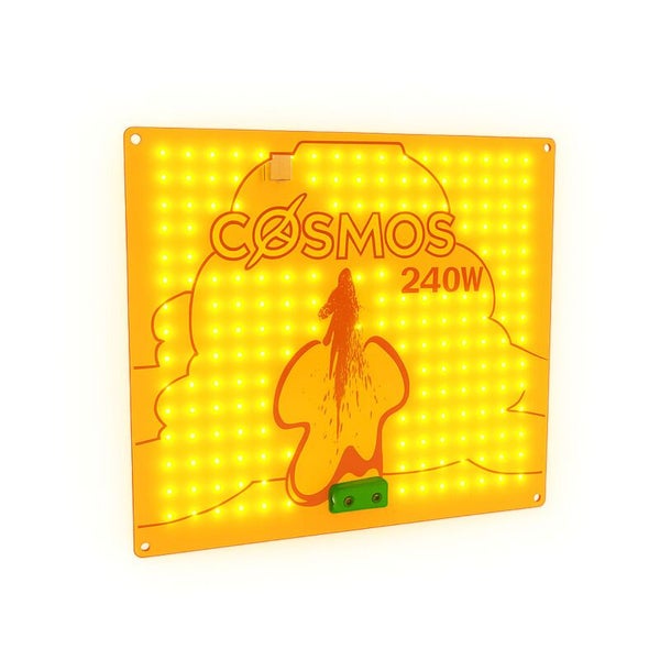Quadratische Cosmos LED-Pflanzenlampe 240 Watt mit zahlreichen Leuchtdioden und Montagebohrungen für die Pflanzenzucht.