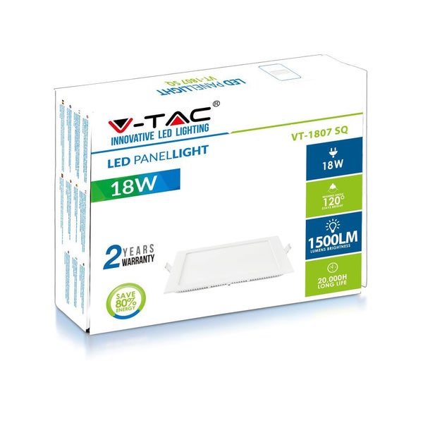 V-TAC VT-1807SQ - Quadratische LED-Mini-Panels - Premium-Serie - IP20 - Weiß - 18W - 1500 Lumen -