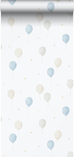 Sanders und Sanders Tapete Luftballon Blau, Beige und Weiß - 53 cm x 10.05 m - 640635