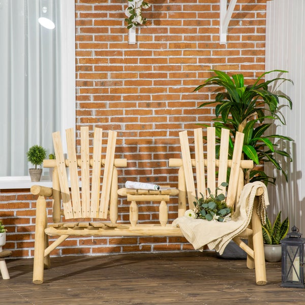 Gartenbank für zwei Personen mit Tisch, aus Holz, mit Abmessungen